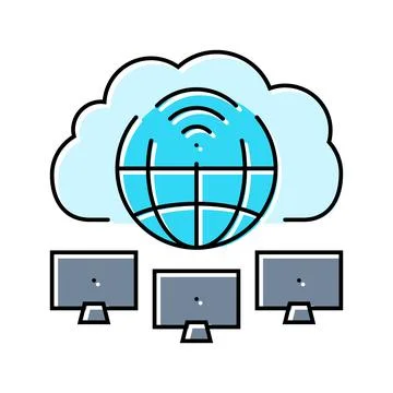 Cloud computing network ai integration color icon vector illustration Illustrazione stock
