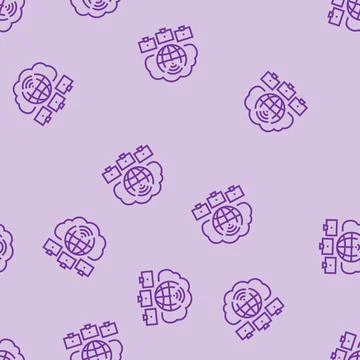 Cloud computing network ai integration line seamless pattern Stock Illustration