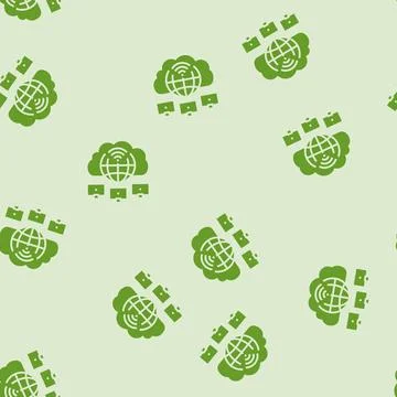 Cloud computing network ai integration glyph seamless pattern Stockillustratie