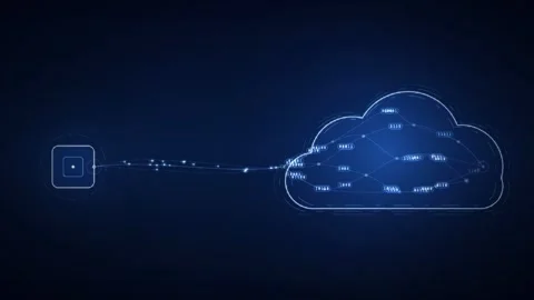 Cloud Computing Network and Binary Data Transfer on Dark Blue Background 動画素材 347394733