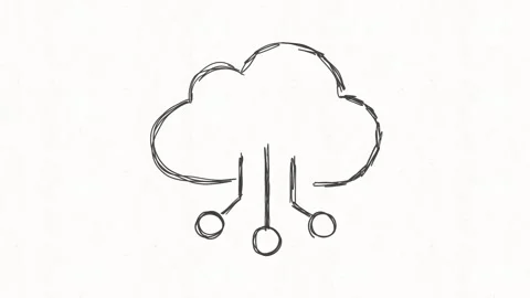 Cloud Computing Network and Data Connection Hand Drawn Animation Stock Footage 341863516