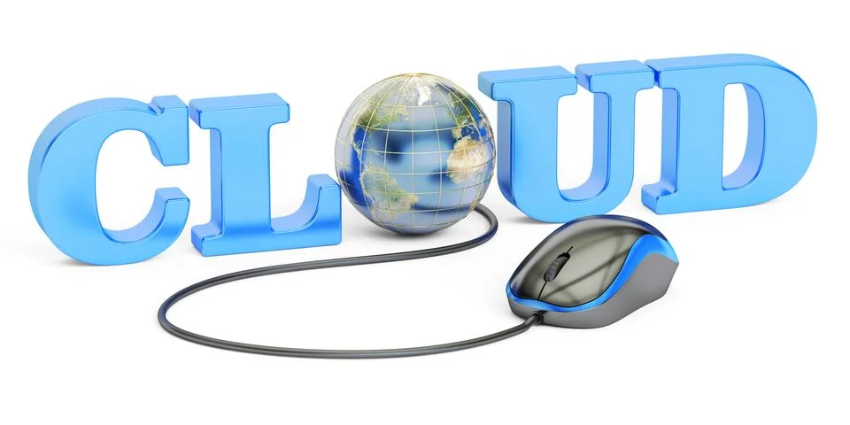 Cloud computing network concept 3D rendering Stock Illustration