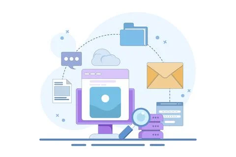 Cloud computing network concept, Cloud applications. Stock Illustration