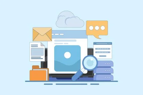 Cloud computing network concept, Cloud applications. Stock Illustration