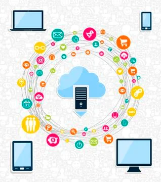 Cloud computing network concept Stock Illustration