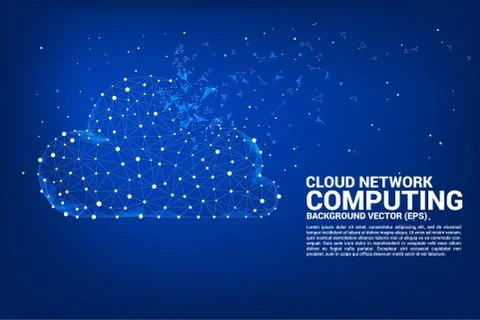 Cloud computing network concept polygon dot connected line. Stock Illustration