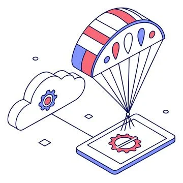 Cloud Computing Network Concept Vector Icon Outline Stock Illustration