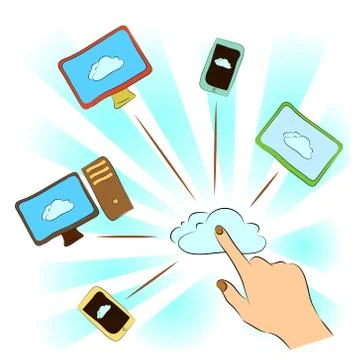 Cloud computing network connected all devices Stock Illustration