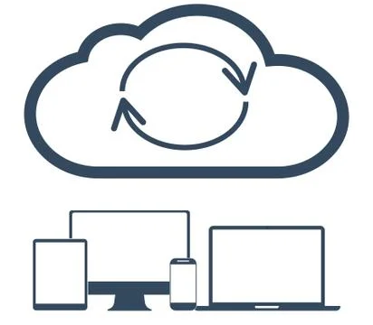 Cloud computing Network Connected all Devices. 库存插图