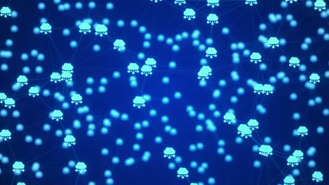 Cloud Computing Network with Connected Cloud Icons Stock Footage 333498192
