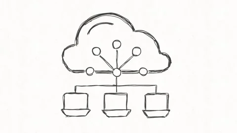 Cloud Computing Network with Connected Laptops Stock Footage 342018424