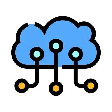 Cloud computing network connecting digital data storage infrastructure Stock Illustration