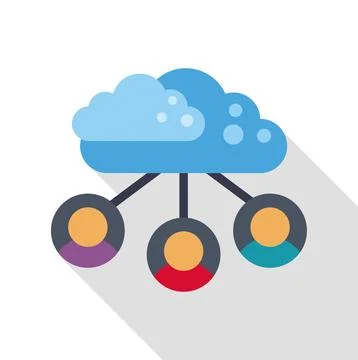 Cloud computing network connecting multiple users illustration Stockillustratie