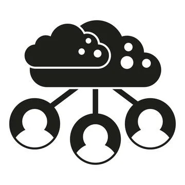 Cloud computing network connecting multiple users icon Stock Illustration