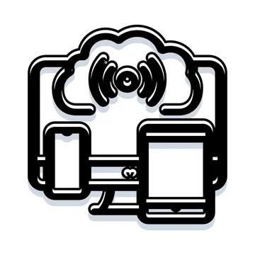 Cloud computing network connecting multiple smart devices Ilustração Stock