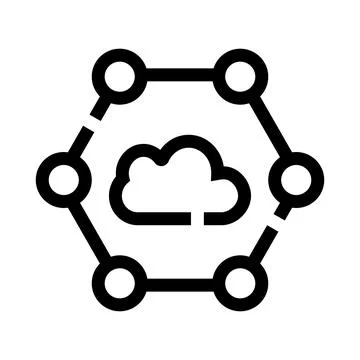 Cloud computing network connecting nodes in a digital system Illustration