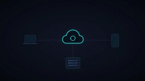 Cloud computing network connection animation with laptop, server, and smart.. 動画素材 344862899