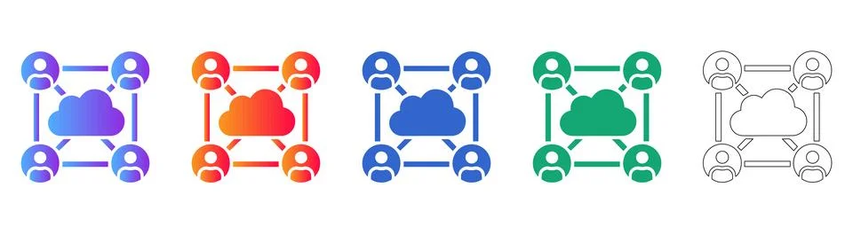 Cloud Computing Network Connection Icons 库存插图