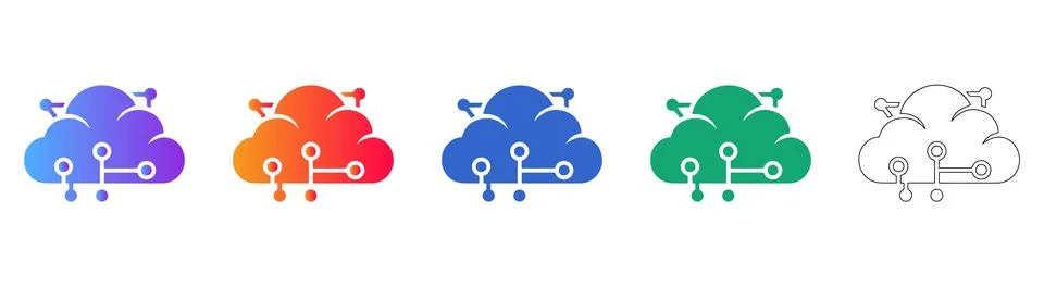 Cloud Computing Network Connection Icons Stockillustratie