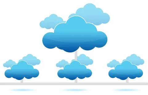 Cloud computing network connection illustration design on white Stock Illustration
