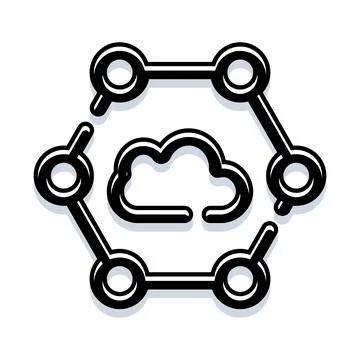 Cloud computing network connectivity and data sharing Stock Illustration