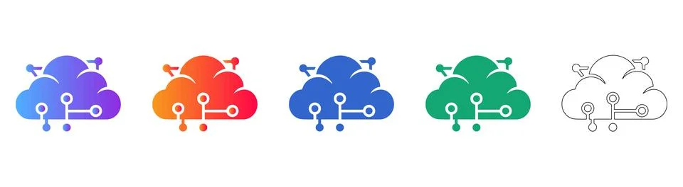 Cloud Computing Network Connectivity Icons Set 스톡 일러스트