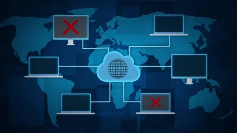 Cloud Computing Network with Connectivity Issues Animation Stock Footage 316490741