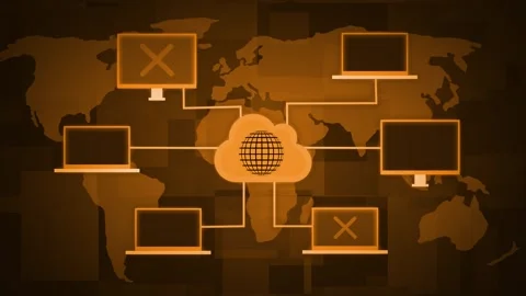 Cloud Computing Network with Connectivity Issues Animation Stock Footage 316491452