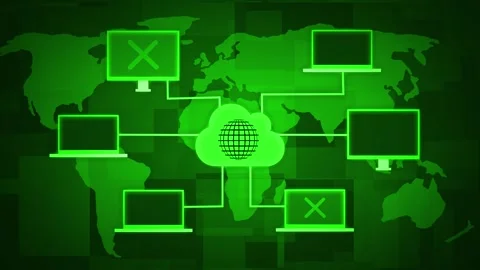 Cloud Computing Network with Connectivity Issues Animation Stock Footage 316491466