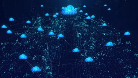Cloud computing network coverage technology holographic smart city Video stock 171491420