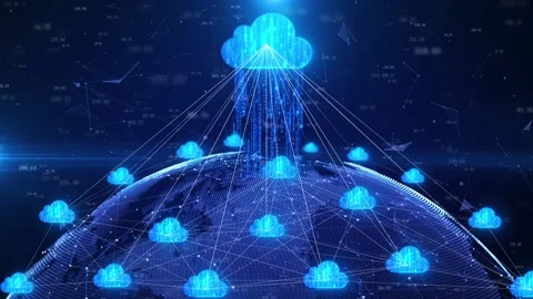 Cloud computing network covers the world Stock Footage 182301598