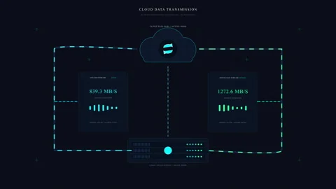 Cloud computing network data storage server connection animation Stockbeeldmateriaal 347940968