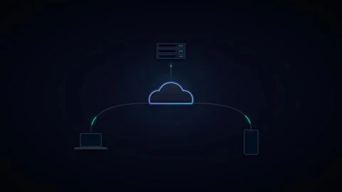 Cloud computing network data transfer animation with laptop and smartphone .. 動画素材 344862905