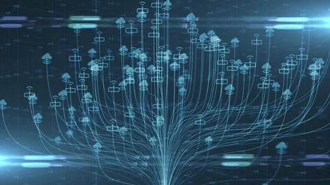 Cloud computing network data wireless connection for Internet of things IOT 3D r Stock Footage 102683054