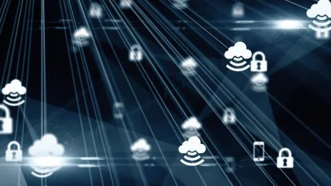 Cloud computing network data wireless connection for Internet of things Stock Illustration