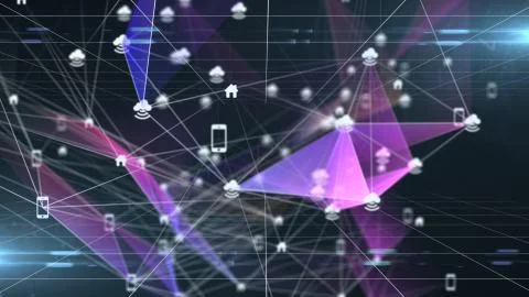 Cloud computing network data wireless connection for Internet of things IOT Illustrazione stock