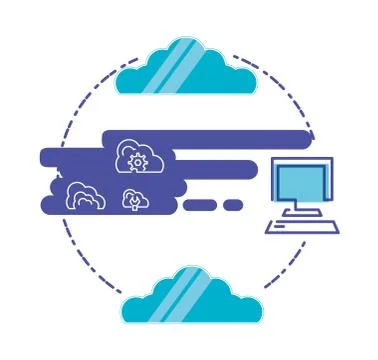 Cloud computing network with desktop Stockillustratie