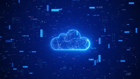 Cloud Computing Network with Digital Data Interface Stock Footage 341038819