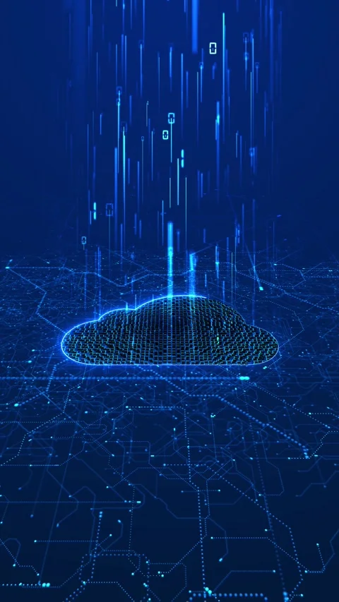 Cloud Computing Network With Digital Data Transfer and Circuits Stock Footage 341358801