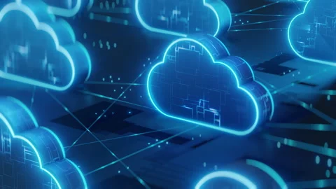 Cloud Computing Network Digital Data Transfer 3D Animation Stock-Footage 346866324
