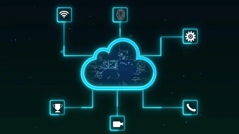 Cloud computing network with digital icons. Cloud computing network for glo.. Stock Footage 338348101