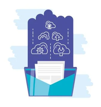 Cloud computing network with envelope Illustrazione stock