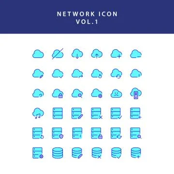 Cloud computing network filled outline icon set vol1 스톡 일러스트
