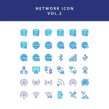 Cloud computing network filled outline icon set vol2 Stock Illustration