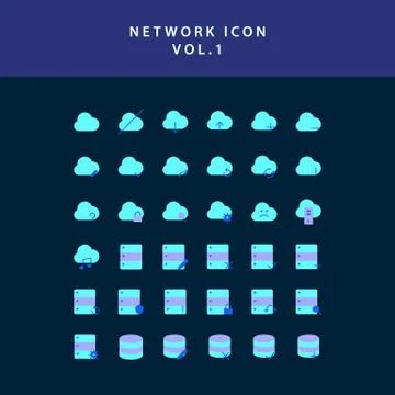Cloud computing network  flat style design icon set vol1 Illustrazione stock
