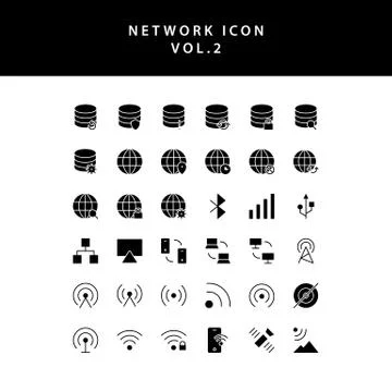 Cloud computing network glyph style  icon set vol2 스톡 일러스트