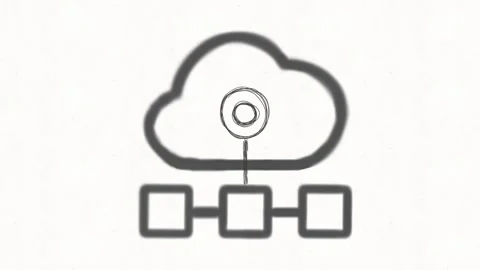 Cloud Computing Network Hand Drawn Animation Stock Footage 341765738