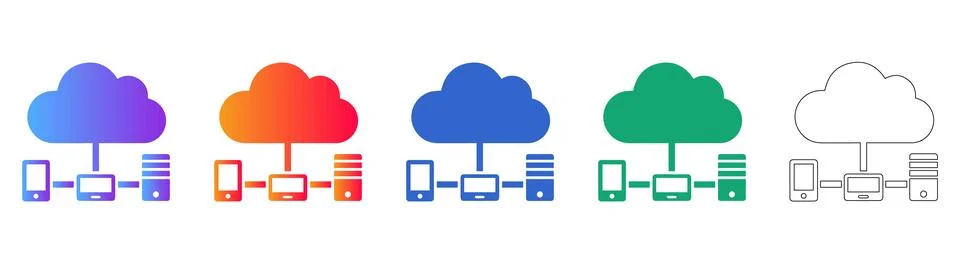 Cloud Computing Network Icon Set 库存插图