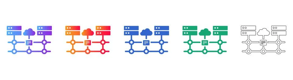 Cloud Computing Network Icons for Data and Server Management Illustrazione stock