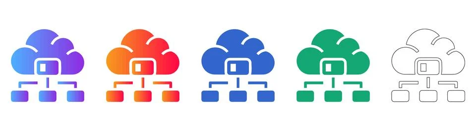 Cloud Computing Network Icons 库存插图